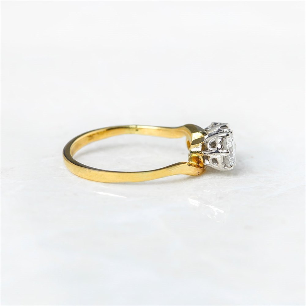 Diamond 18k Yellow & White Gold Round Brilliant Cut 1.20ct Diamond 2 Stone Ring