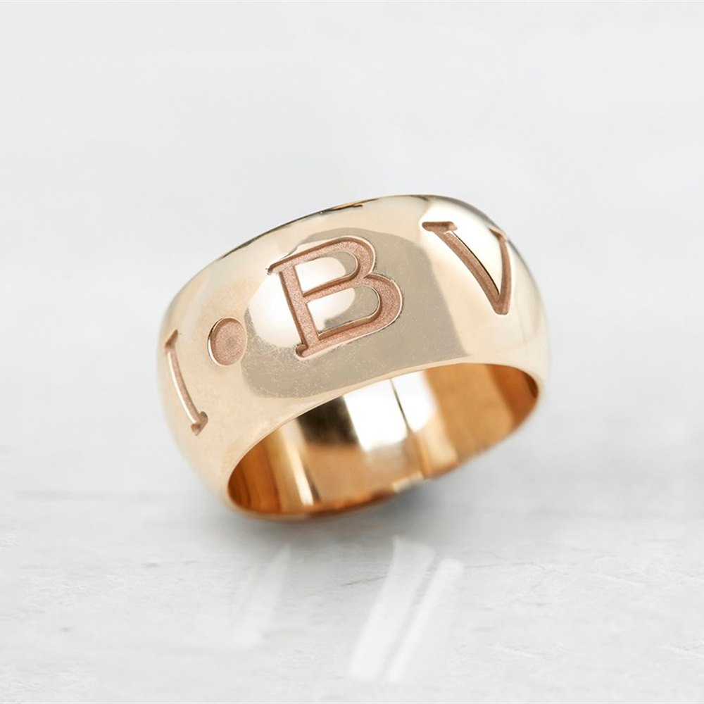Bulgari 18k Rose Gold Monologo Ring