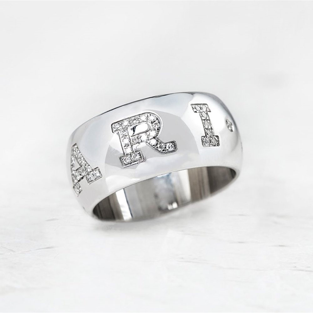Bulgari 18k White Gold 0.50ct Diamond Monologo Ring