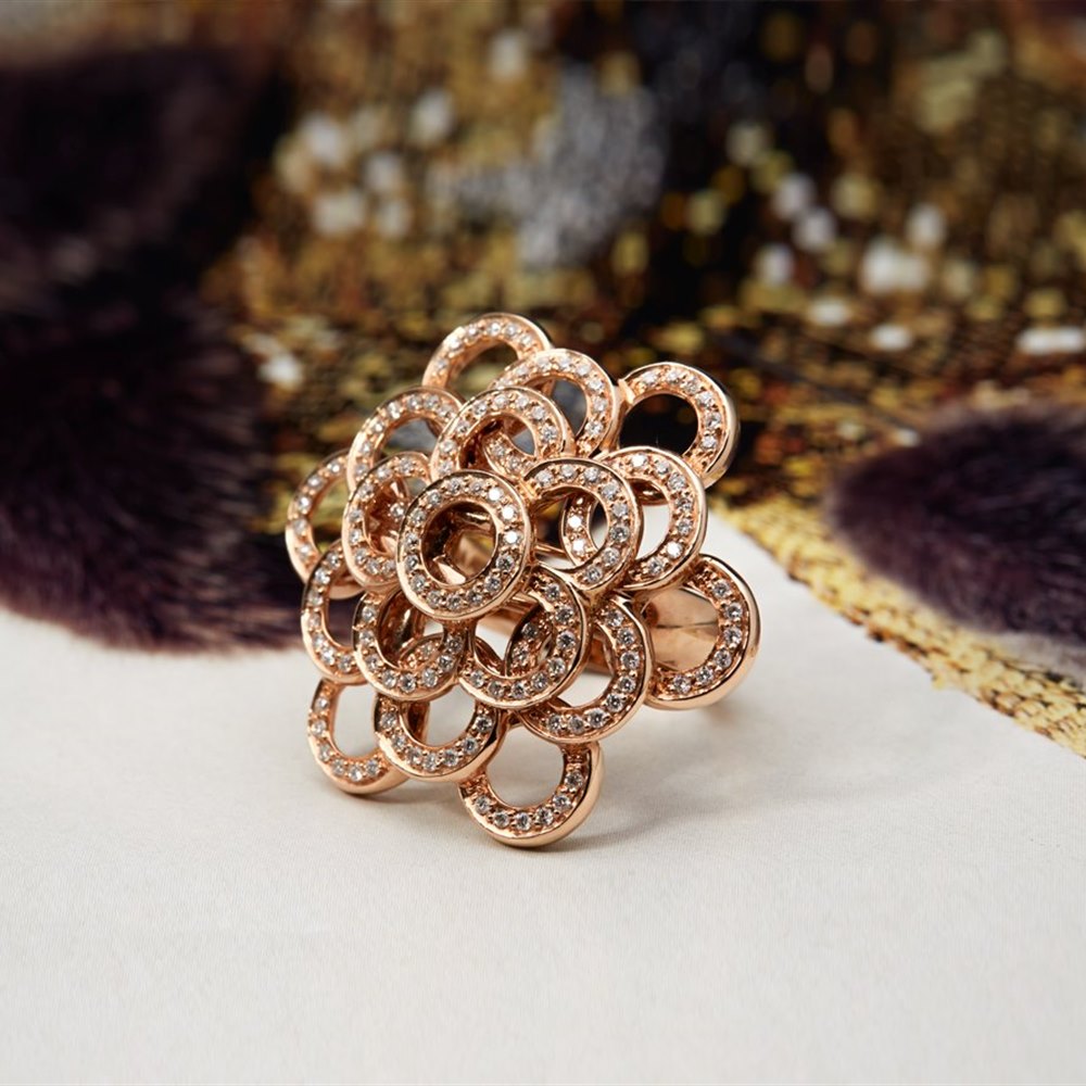 Carla Amorim 18K Rose Gold 0.73cts Pave Diamond Ring Size L