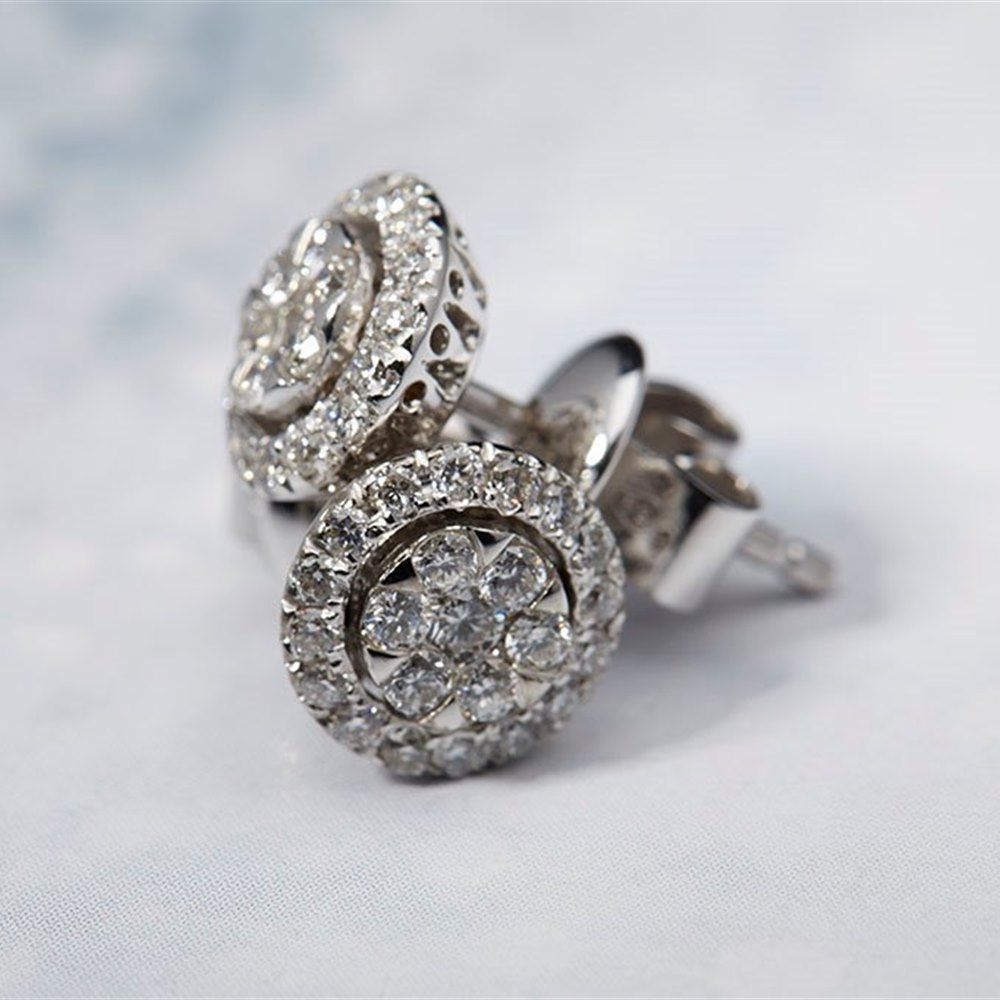 Mappin & Webb 18k White Gold 0.51ct Diamond Cluster Stud Earrings