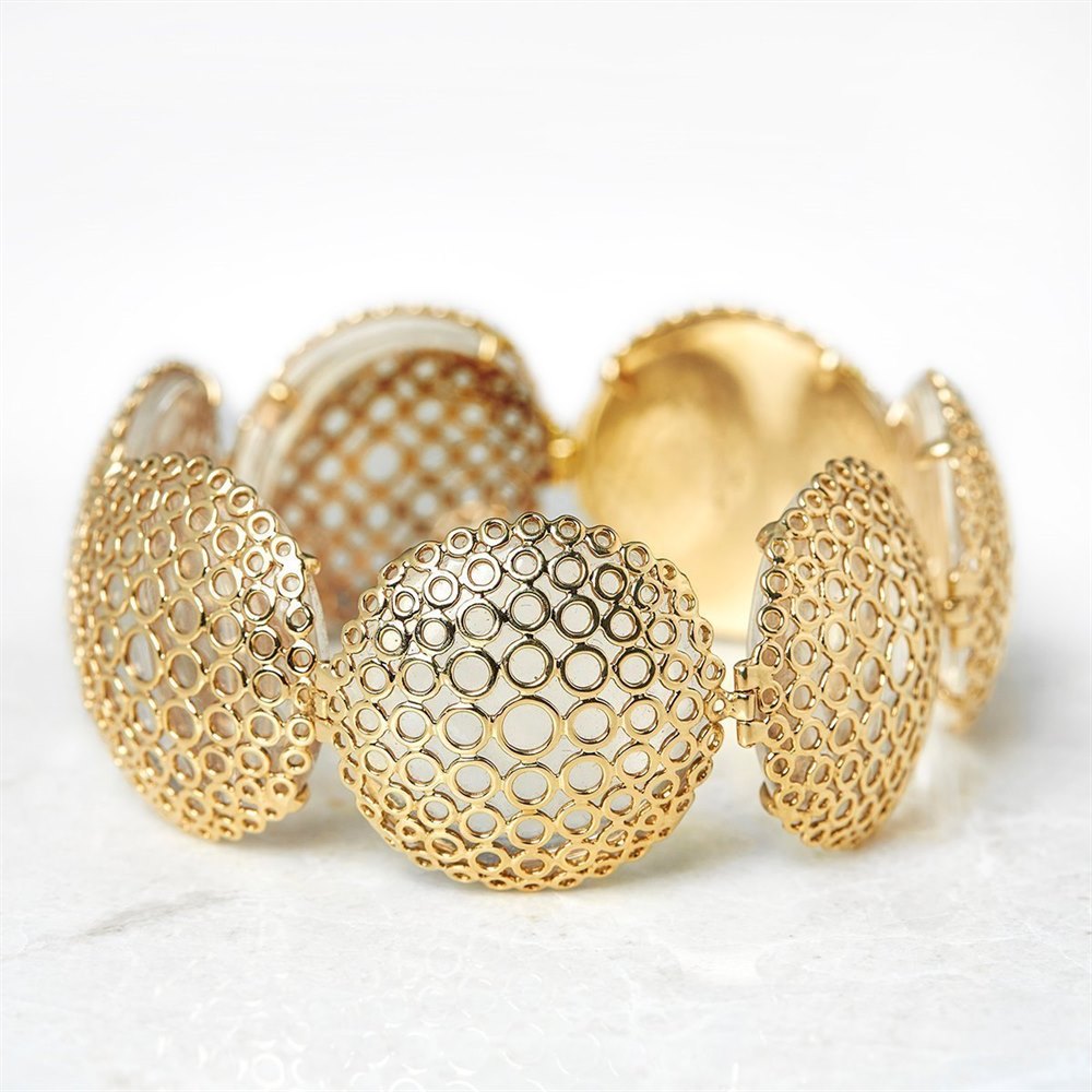 Carla Amorim 18k Yellow Gold Cabochon Clear Crystal Quartz Bracelet