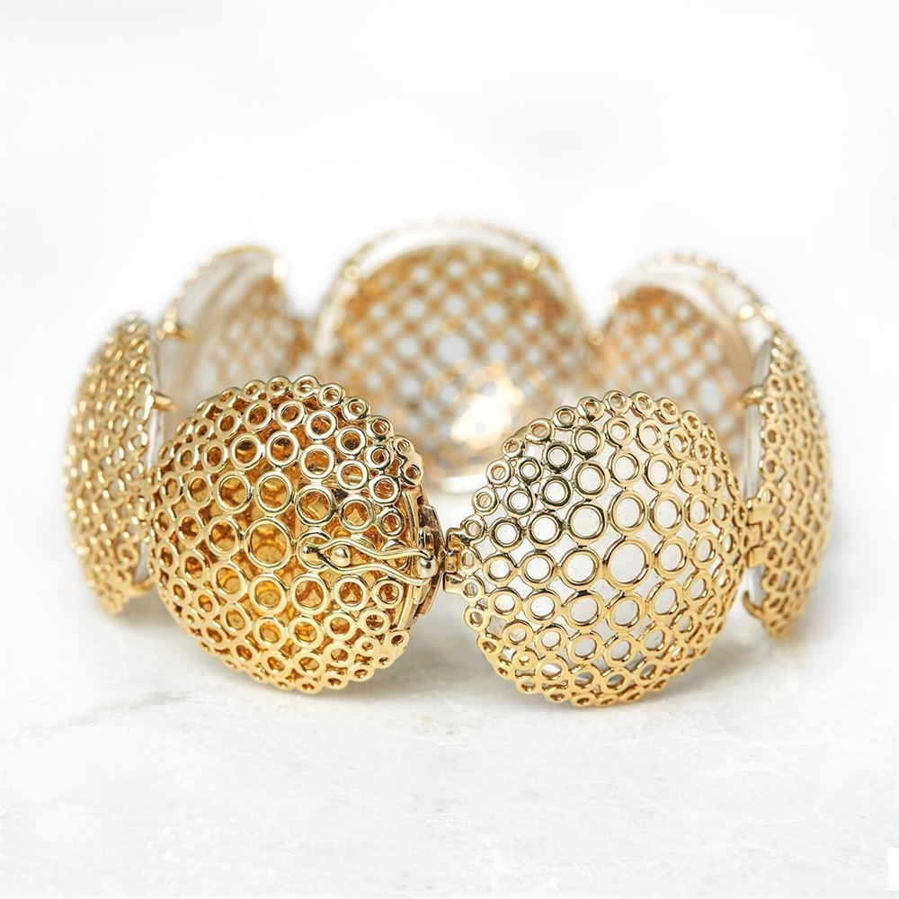 Carla Amorim 18k Yellow Gold Cabochon Clear Crystal Quartz Bracelet