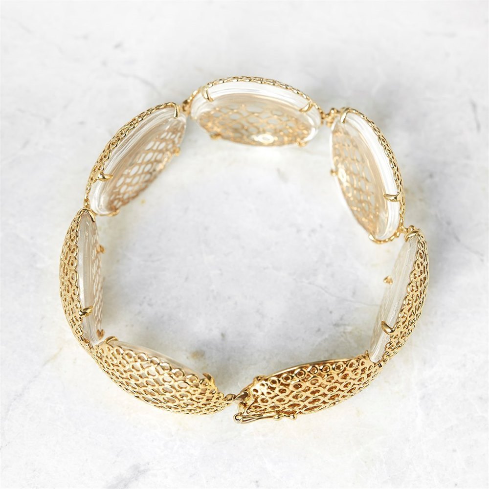Carla Amorim 18k Yellow Gold Cabochon Clear Crystal Quartz Bracelet