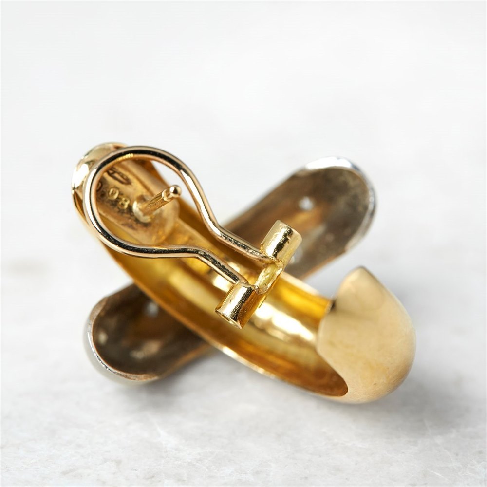 18k White & Yellow Gold, total weight 11.62 grams 18k White & Yellow Gold 0.20ct Diamond Crossover Earrings
