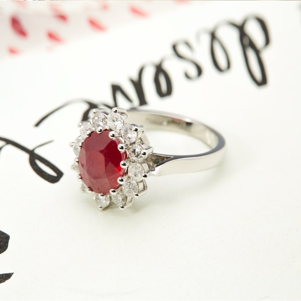 18k White Gold 18k White Gold 4.18ct Ruby & 1.00ct Diamond Ring