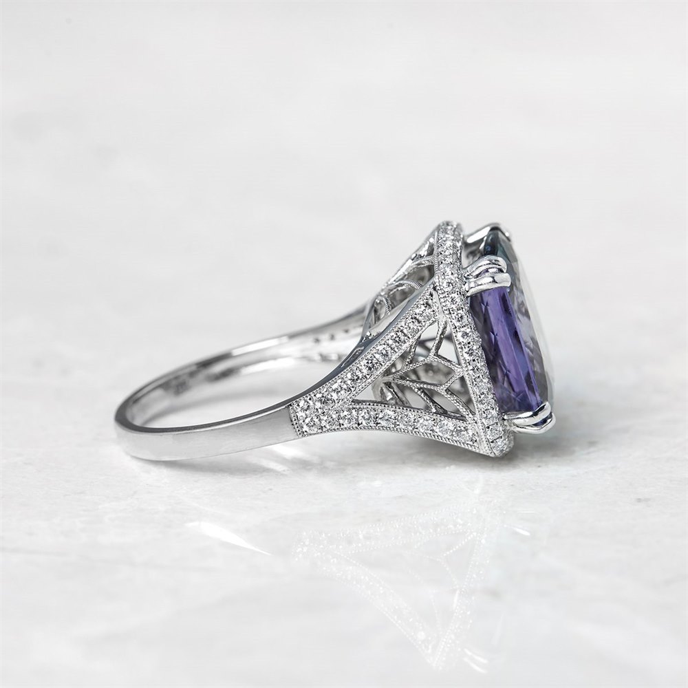18k White Gold, total weight - 7.89 grams 18k White Gold 8.62ct Tanzanite & 0.96ct Diamond Ring