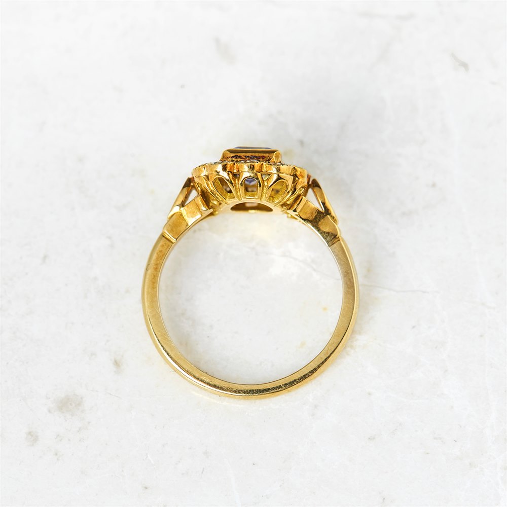 Tanzanite 18k Yellow Gold Emerald Cut Tanzanite & Diamond Ring