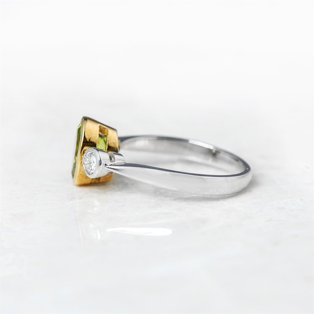 Peridot 18k White & Yellow Gold Peridot & Diamond Ring
