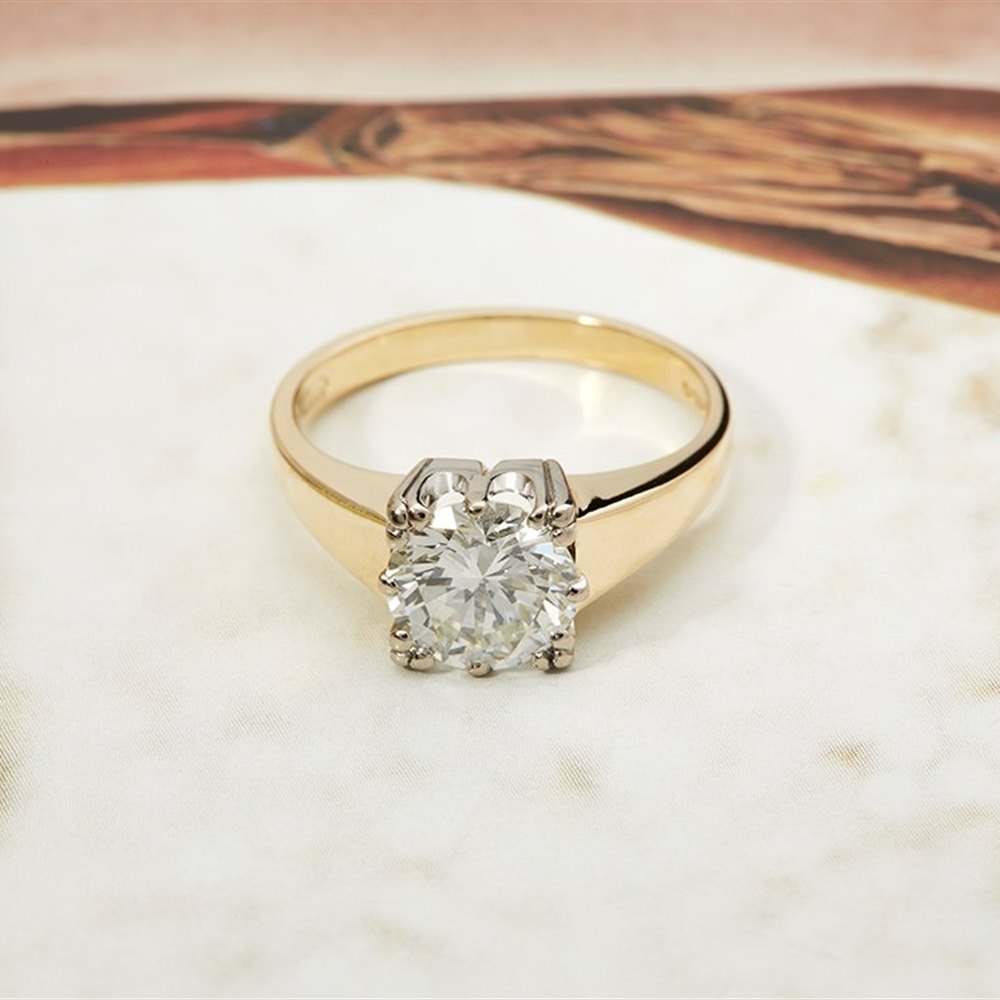 18k Yellow Gold & White Gold 18K Yellow and White Gold VS1-VS2 G/H 1.98cts Round Brilliant Diamond Solitaire Ring
