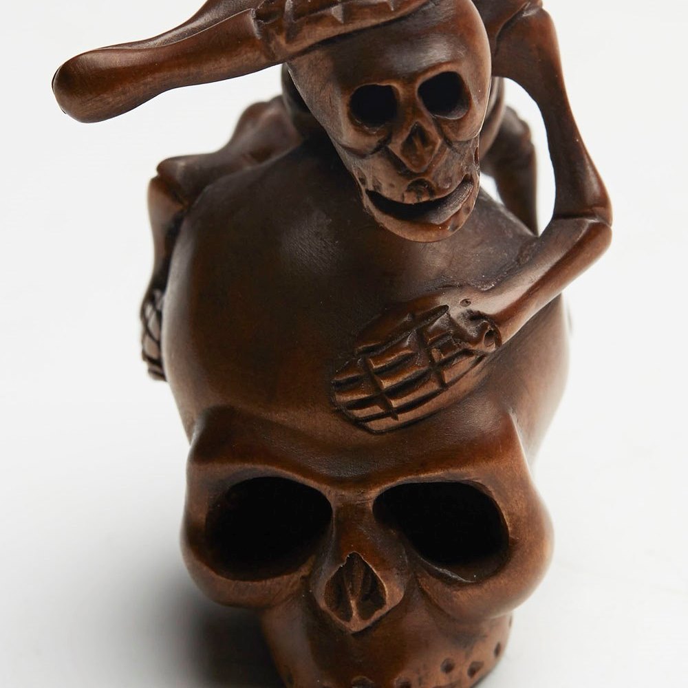 Vintage Japanese Carved Skeleton Boxwood Netsuke Signed 20Th C. OR0815311 |  Second Hand Art