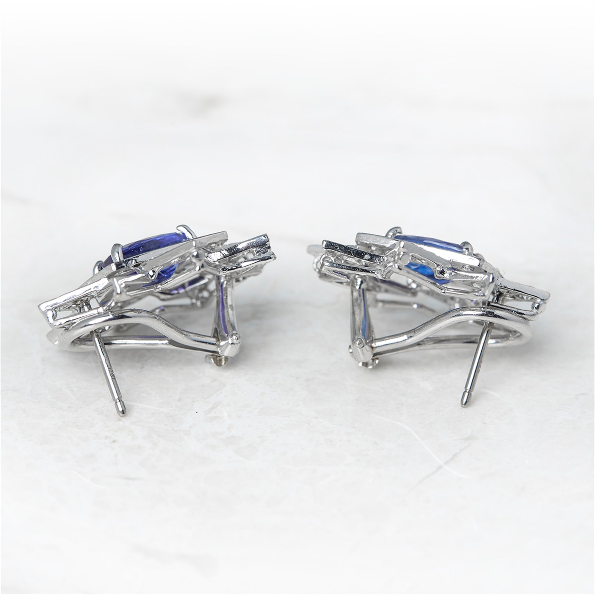 Diamond 18k White Gold Tanzanite & Diamond Star Design Earrings