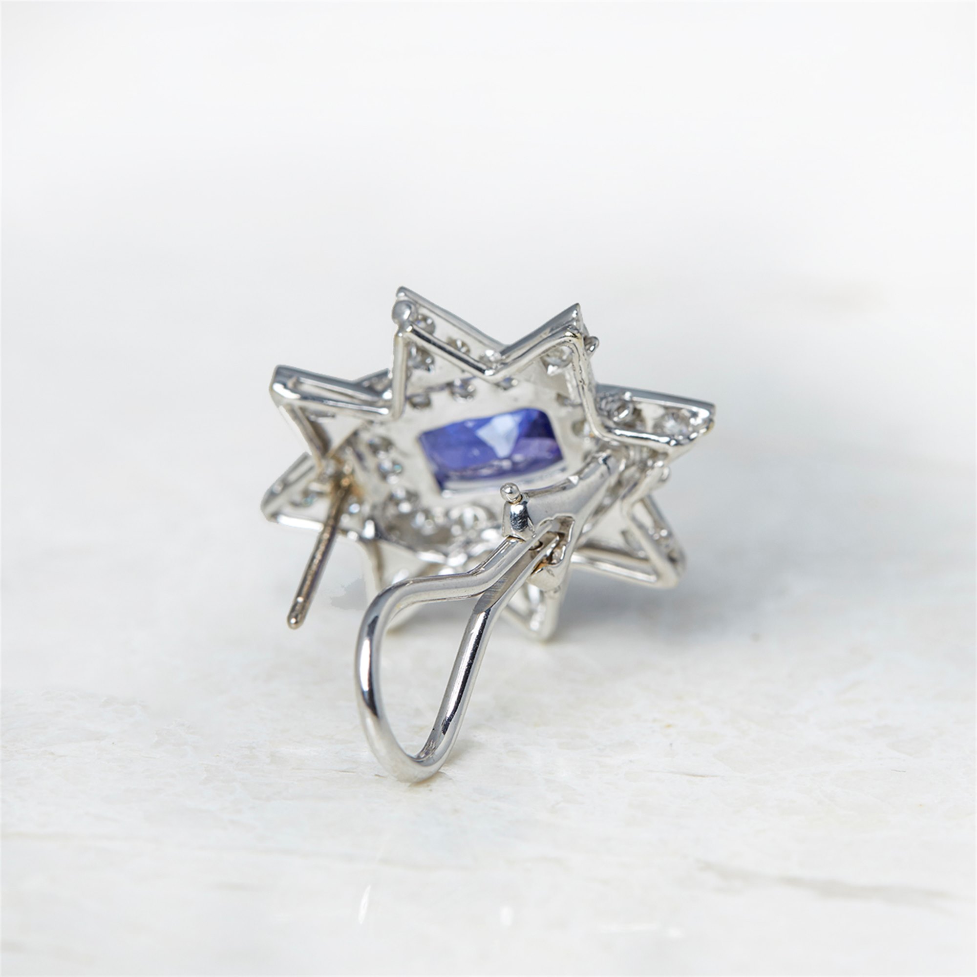 Diamond 18k White Gold Tanzanite & Diamond Star Design Earrings