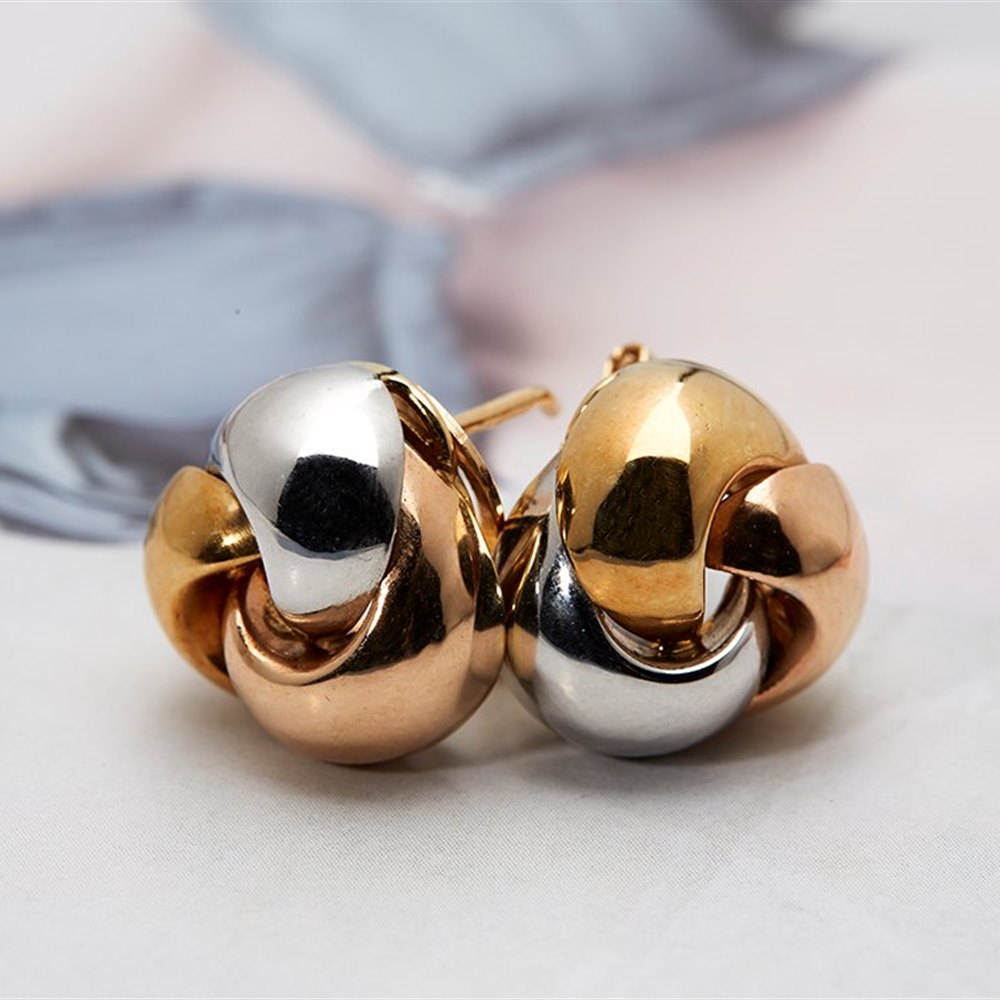 18k White, Yellow & Rose Gold 18k White Yellow & Rose Gold Knot Earrings