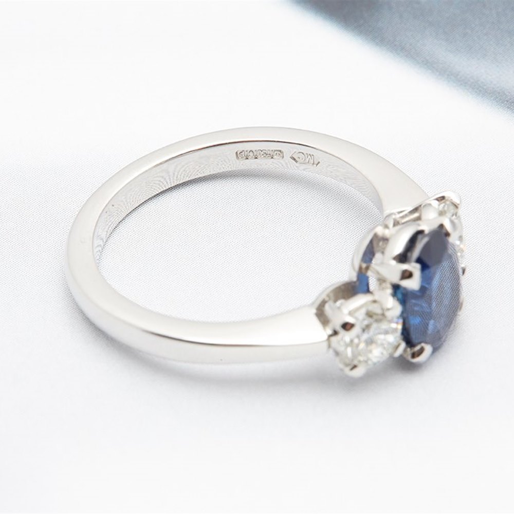 18K White Gold 18K White Gold 2.20cts Sapphire and Diamond Trilogy Ring