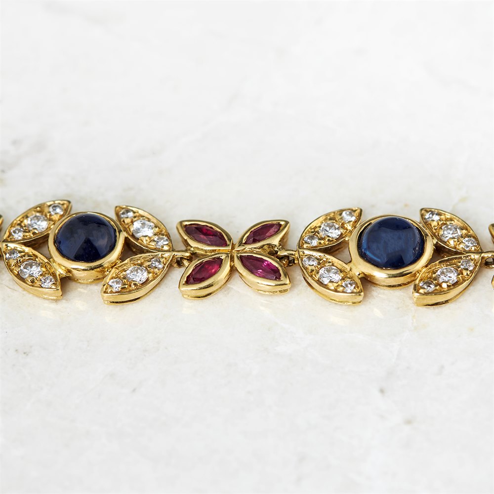 Fasoli 18k Yellow Gold Sapphire, Ruby & Diamond Bracelet