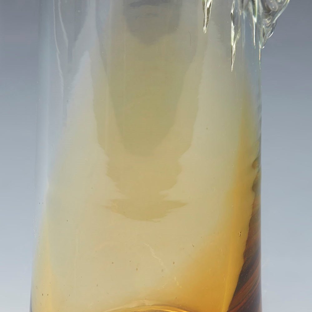 Vintage Scandinavian Art Glass Vase With Trailing 20th C