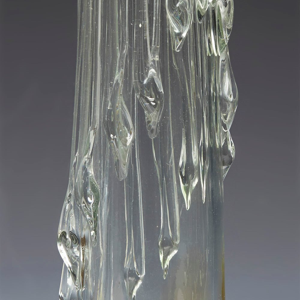 Vintage Scandinavian Art Glass Vase With Trailing 20th C