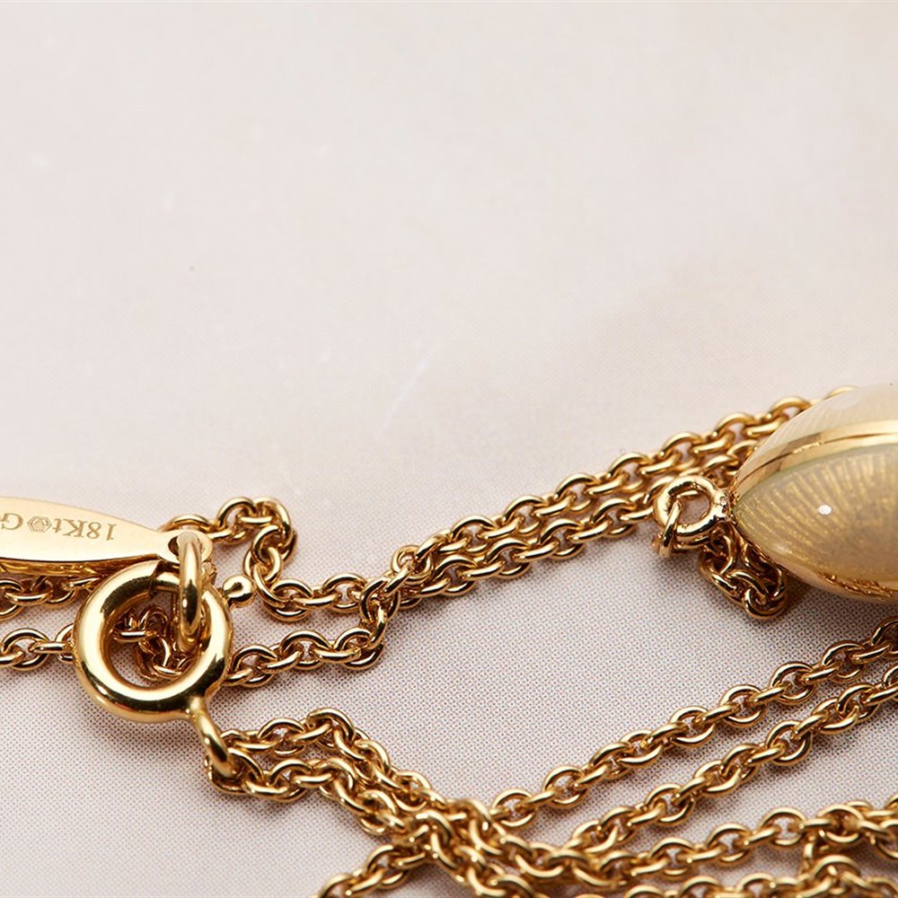 Fabergé 18k Yellow Gold Enamel Egg Drop Necklace