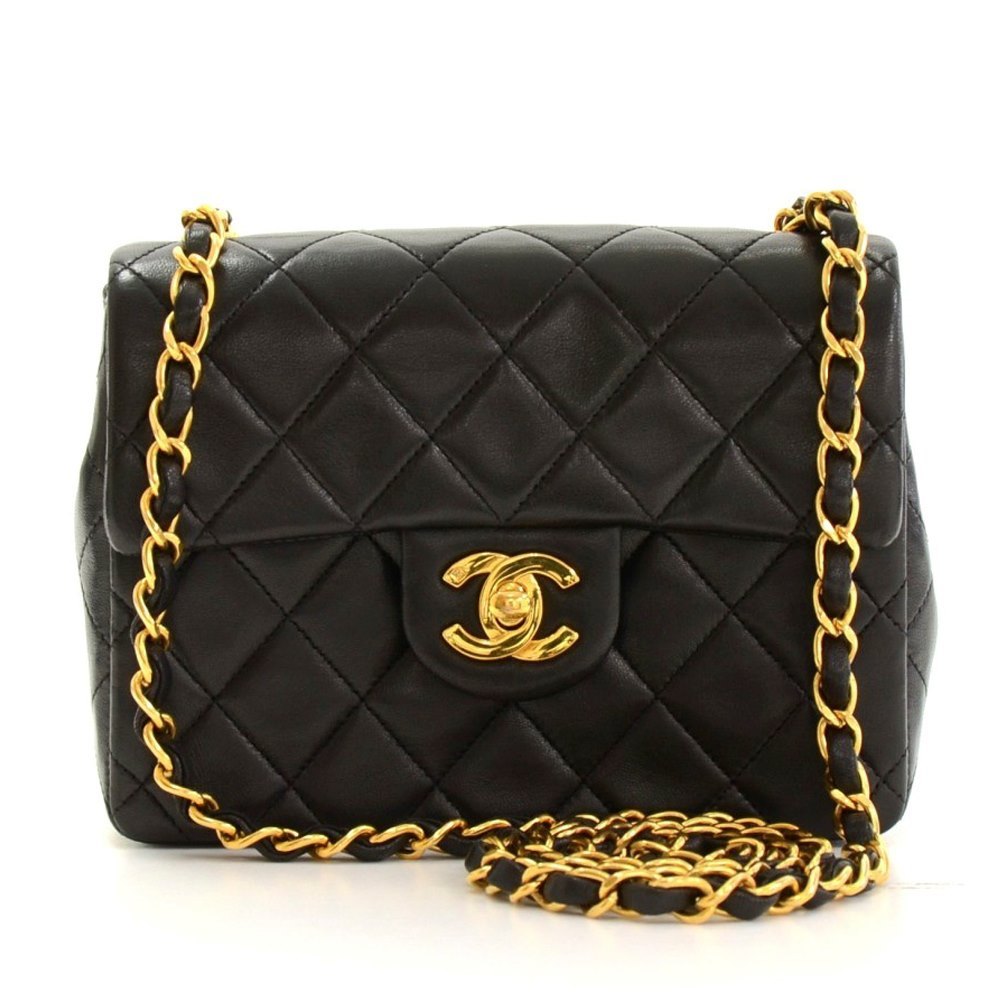 Chanel Black Quilted Lambskin Mini Medallion Single Flap Bag Gold