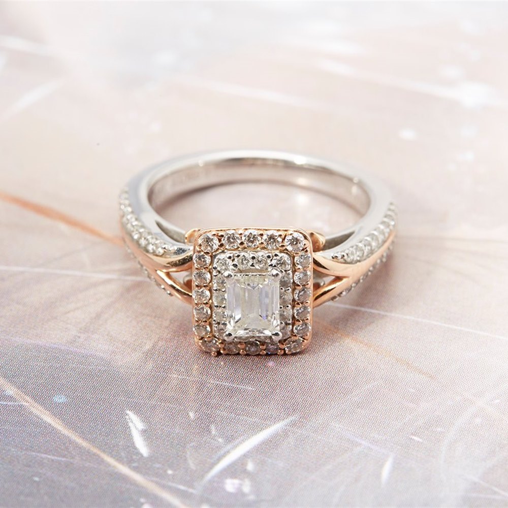 Vera Wang 18k White & Rose Gold Diamond Engagement Ring