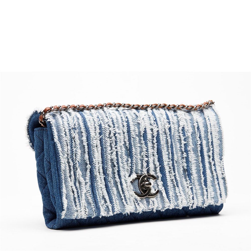 chanel denim fringe bag