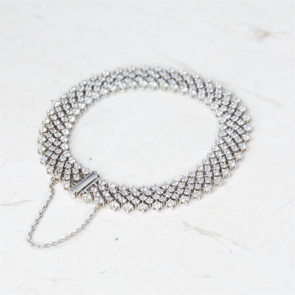 Asprey 18k White Gold 6.50ct Diamond Bracelet