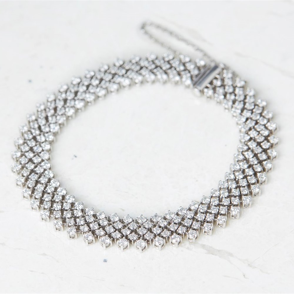 Asprey 18k White Gold 6.50ct Diamond Bracelet