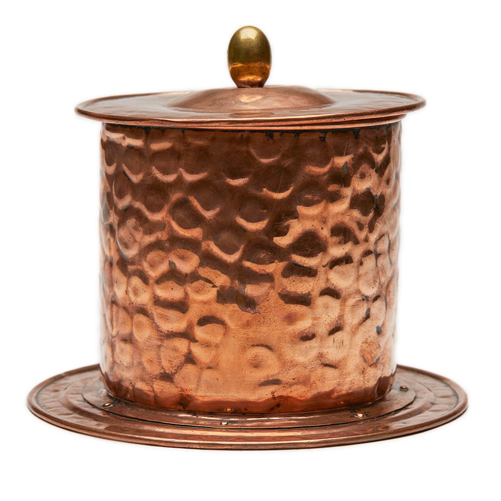 Arts & Crafts Copper Mounted Pottery Tobacco Jar C.1890 Circa 1890