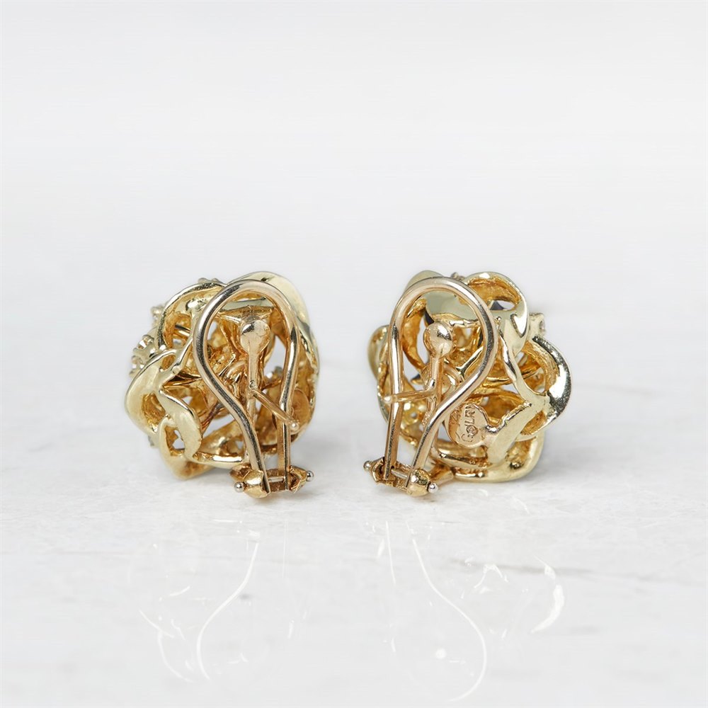 14k Yellow Gold, total weight - 15.90 grams 14k Yellow Gold 2.80ct Diamond Black Enamel Earrings