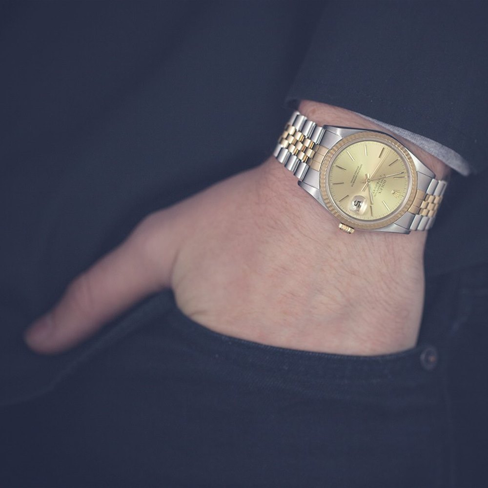 rolex datejust stainless steel and gold