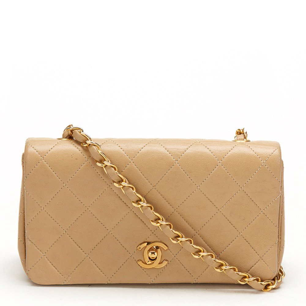 chanel beige single flap