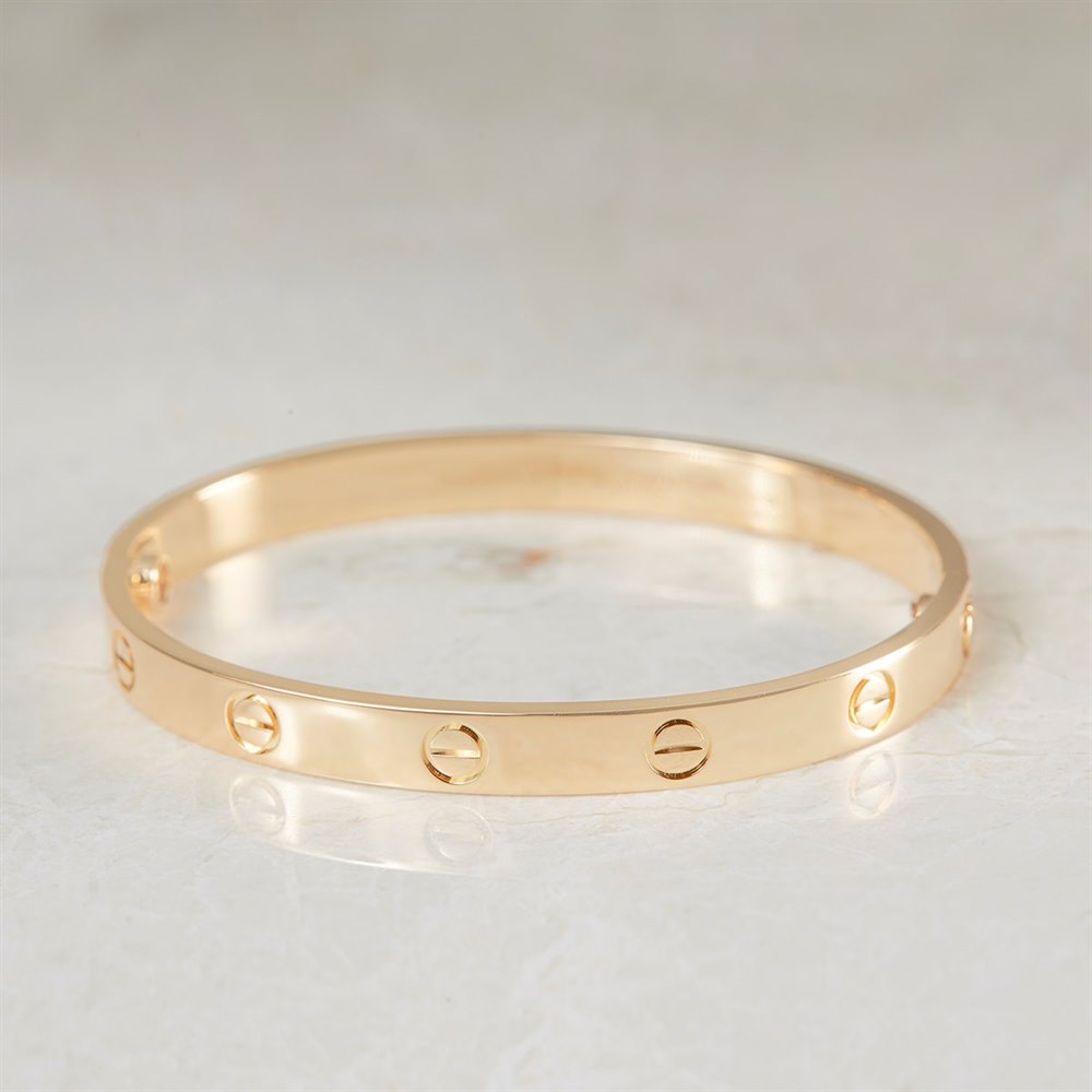 Cartier 18k Yellow Gold Cartier Love Bangle Size 17 Model Ref: B6035517 with Box and Screw Driver