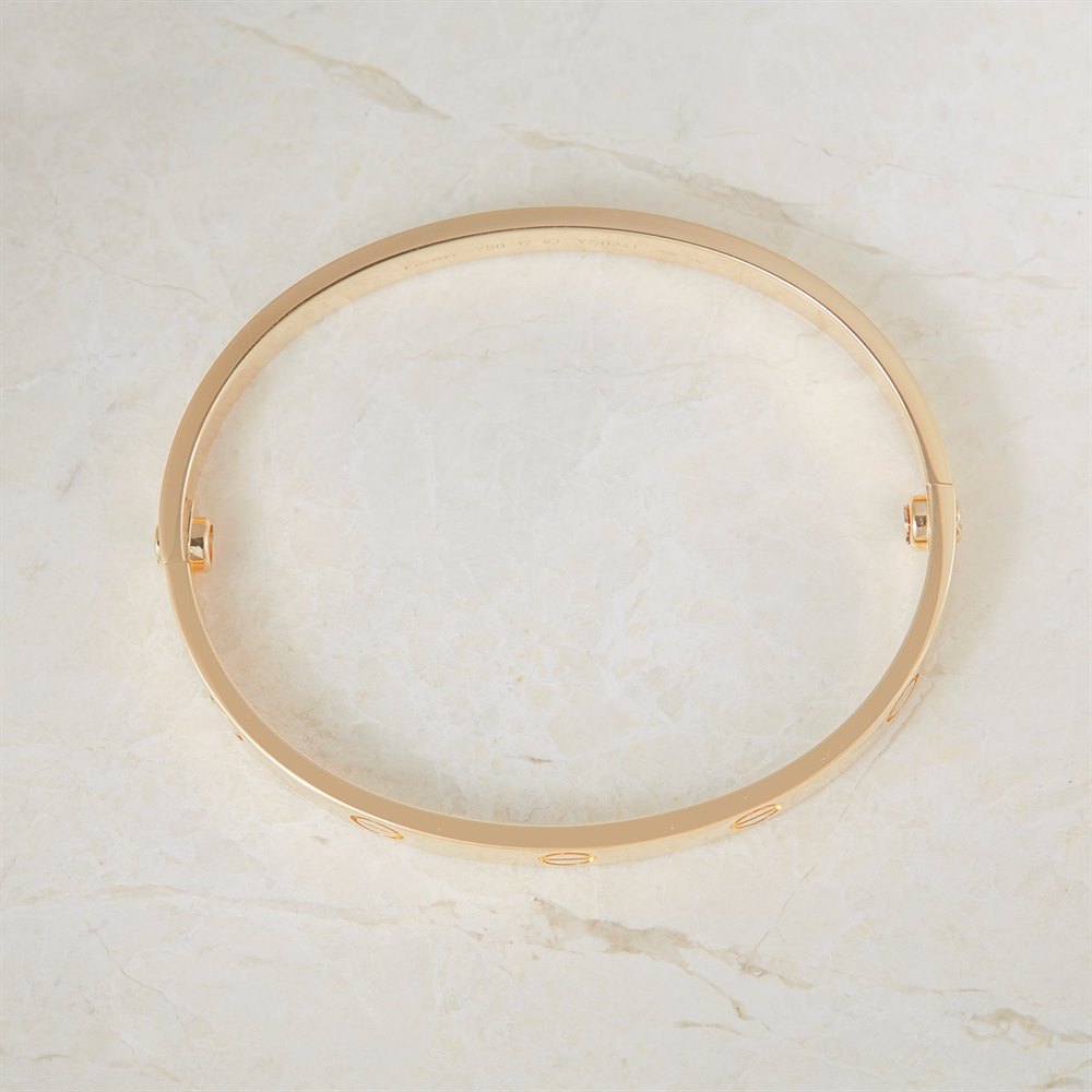 Cartier 18k Yellow Gold Cartier Love Bangle Size 17 Model Ref: B6035517 with Box and Screw Driver
