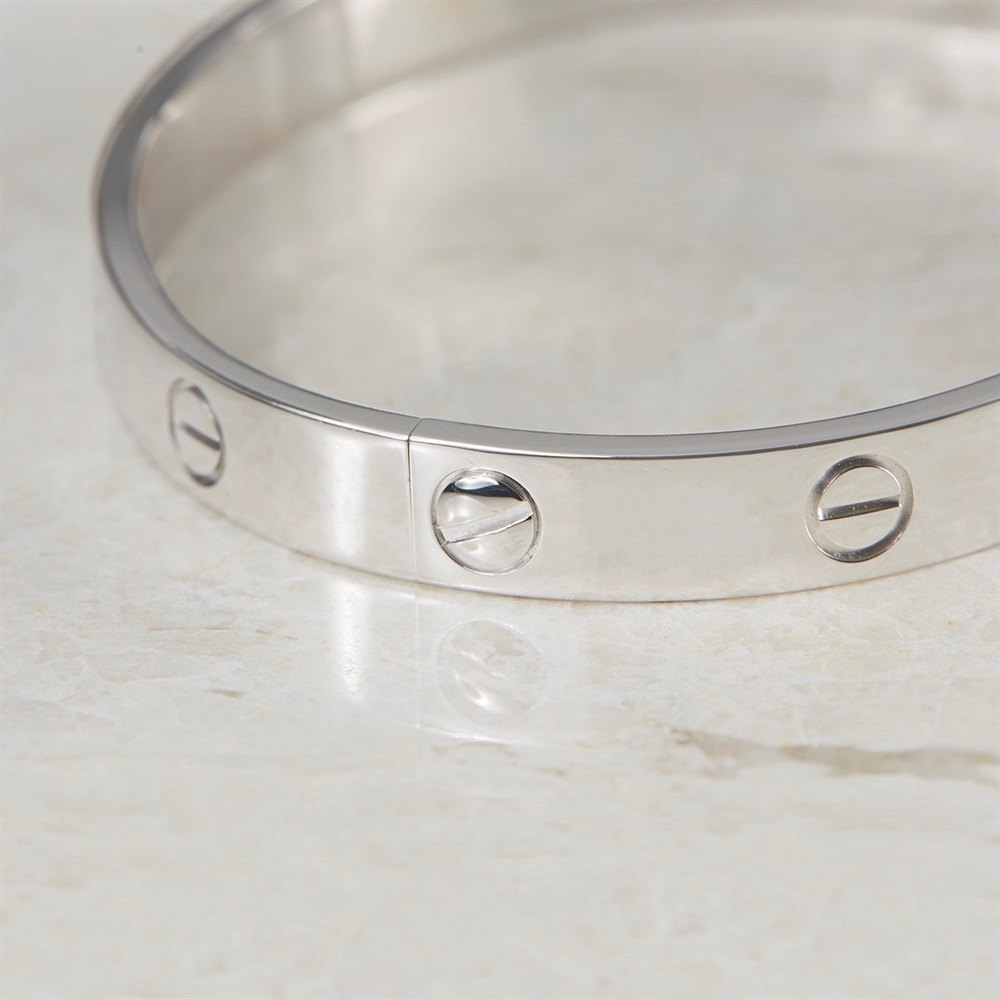 Cartier 18k White Gold Cartier Love Bangle Size 17 Model Ref: B6035417 with Box and Screw Driver