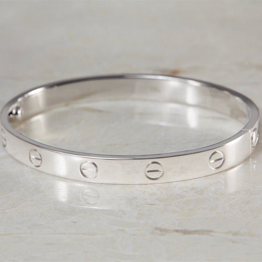 Cartier 18k White Gold Cartier Love Bangle Size 17 Model Ref: B6035417 with Box and Screw Driver