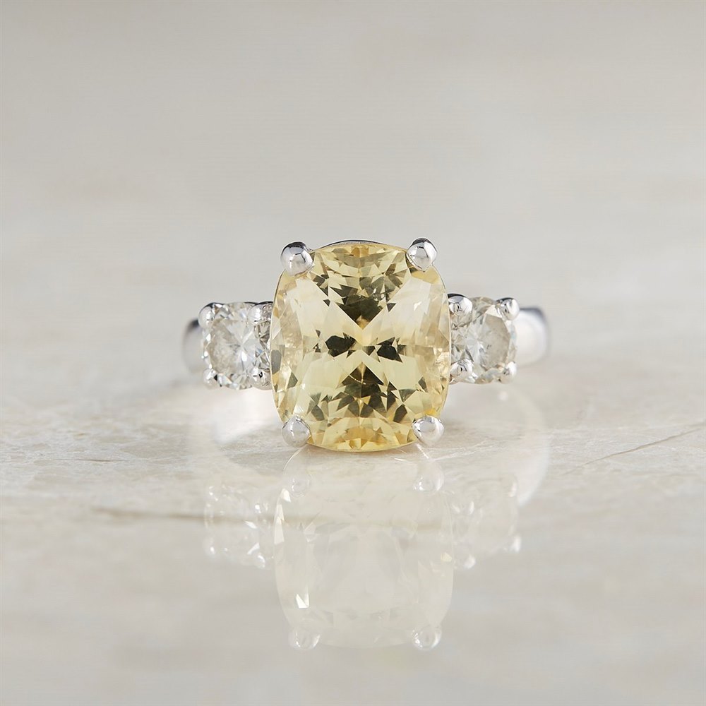 Platinum Platinum 6.07ct Yellow Sapphire & 0.68ct Diamond Ring