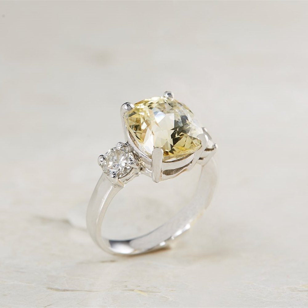 Platinum Platinum 6.07ct Yellow Sapphire & 0.68ct Diamond Ring