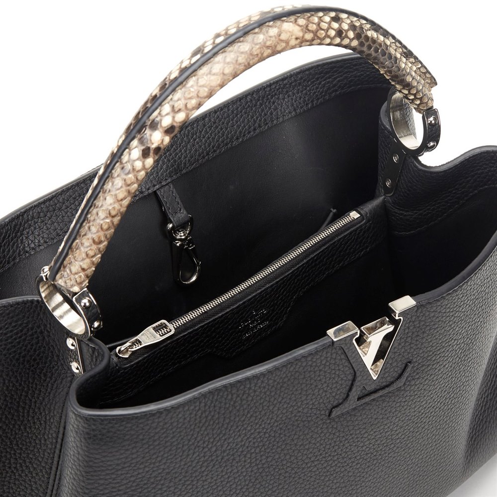 louis vuitton black taurillon leather capucines mm bag