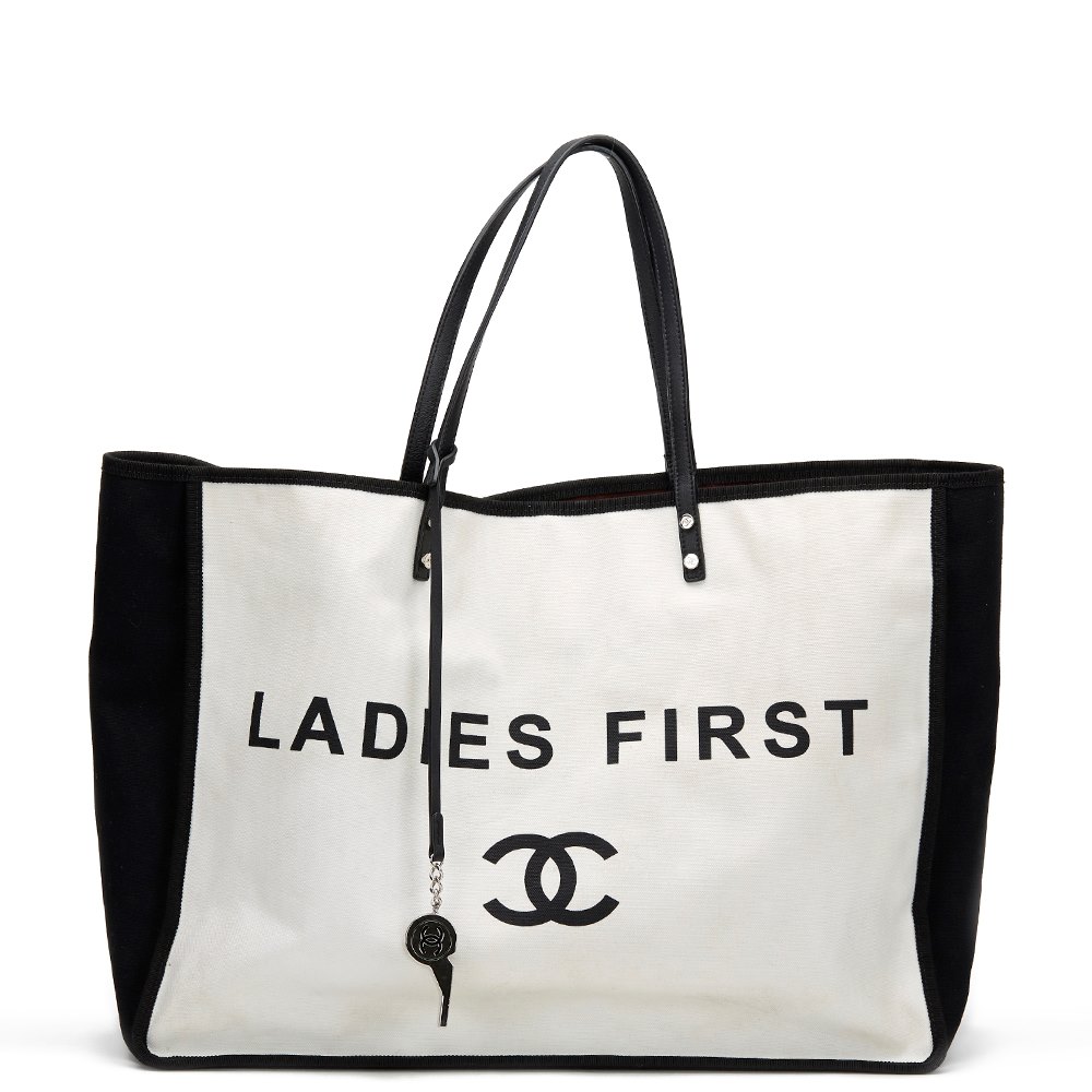 chanel black and white tote bag