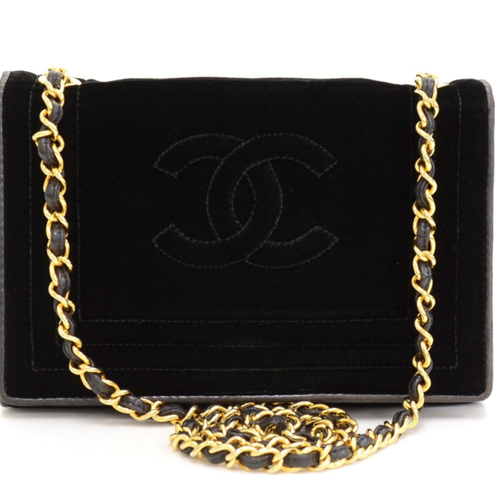 chanel velvet black bag