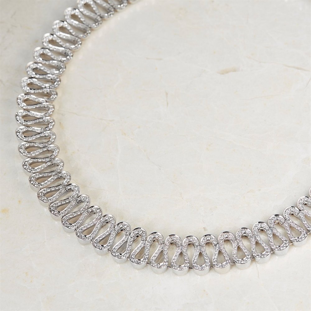Boucheron 18k White Gold Necklace, Earrings, Bracelet & Ring Richelieu Suite