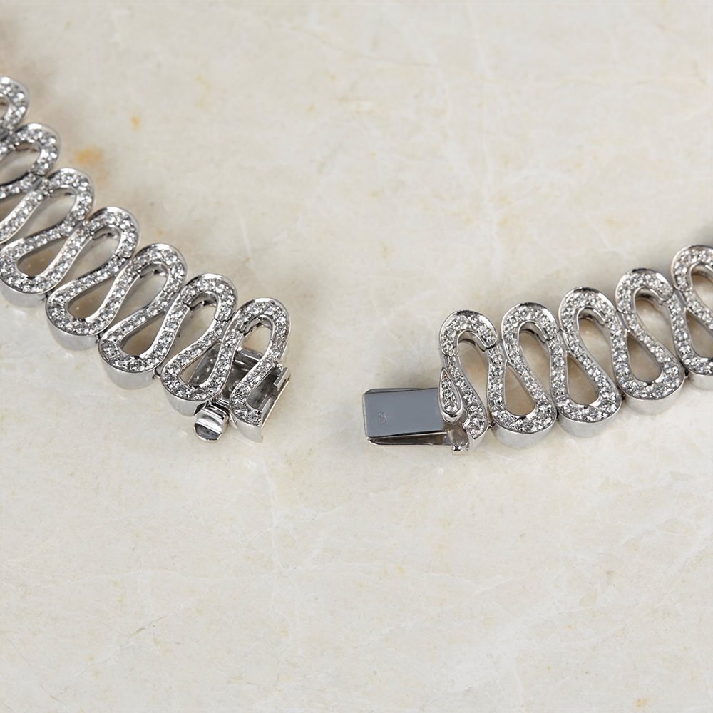 Boucheron 18k White Gold Necklace, Earrings, Bracelet & Ring Richelieu Suite