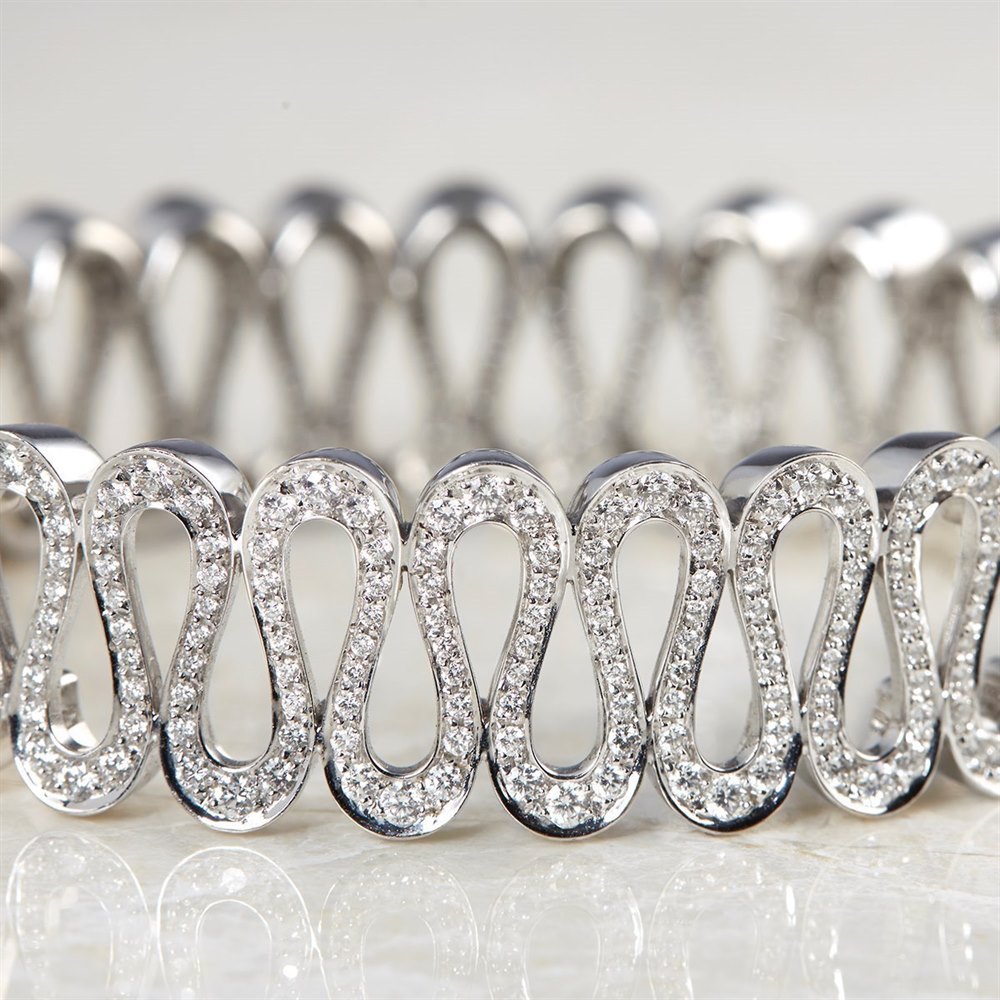 Boucheron 18k White Gold Necklace, Earrings, Bracelet & Ring Richelieu Suite