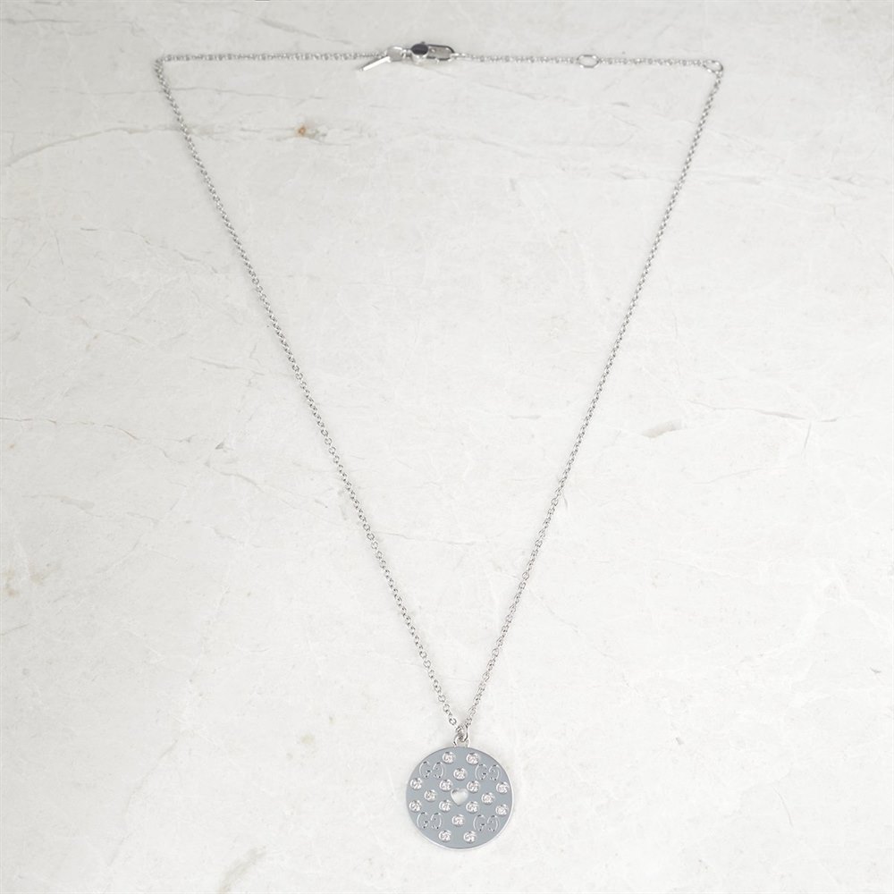 Gucci 18k White Gold 0.17ct Diamond Icon Amor Necklace