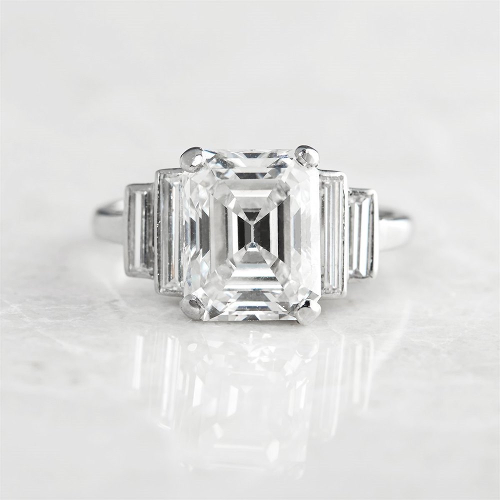 Platinum, total weight - 4.96 grams Platinum Emerald Cut 3.54ct Diamond Ring