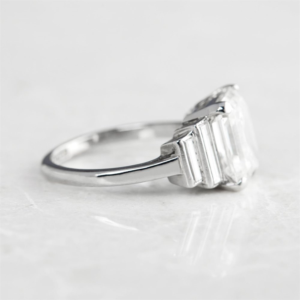 Platinum, total weight - 4.96 grams Platinum Emerald Cut 3.54ct Diamond Ring