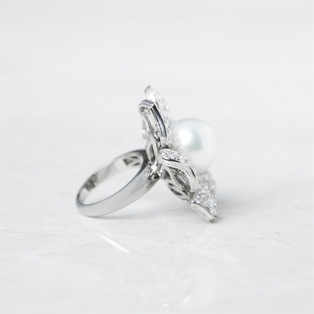 Pearl 18k White Gold South Sea Pearl & Diamond Picchiotti Style Cocktail Ring