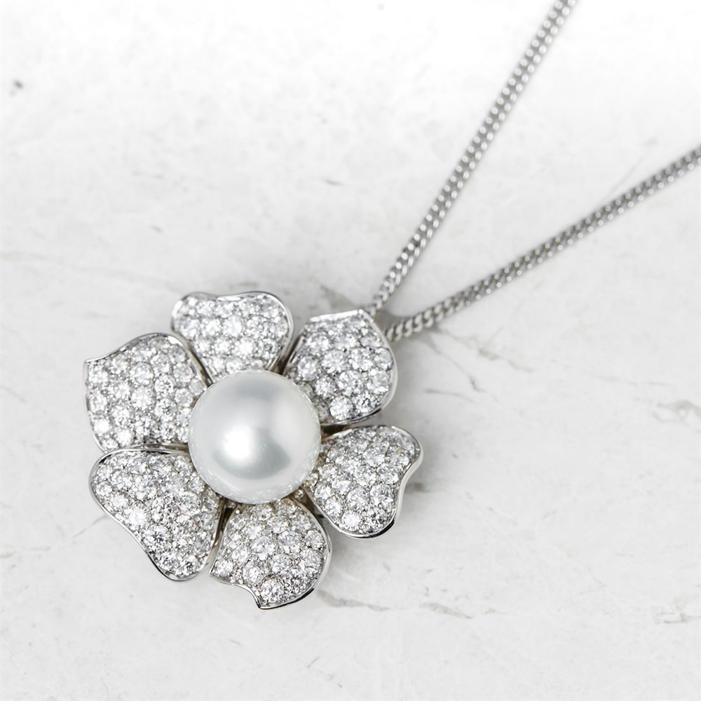 Picchiotti 18k White Gold South Sea Pearl & 3.60ct Diamond Necklace