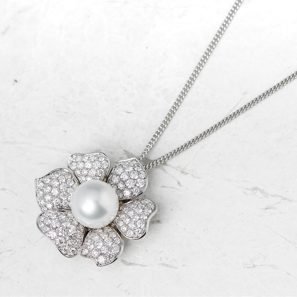 Picchiotti 18k White Gold South Sea Pearl & 3.60ct Diamond Necklace